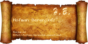 Hofman Bereniké névjegykártya